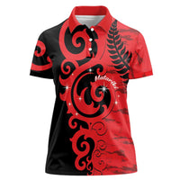 New Zealand Matariki Women Polo Shirt Maori New Year Koru Pattern LT22 Female Red - Polynesian Pride