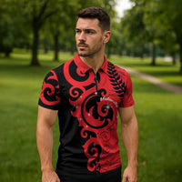 New Zealand Matariki Zipper Polo Shirt Maori New Year Koru Pattern LT22 - Polynesian Pride
