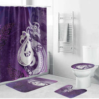 New Zealand Matariki Bathroom Set Maori Manaia Galaxy Silver Fern Purple Color