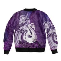 New Zealand Matariki Bomber Jacket Maori Manaia Galaxy Silver Fern Purple Color LT22 - Polynesian Pride
