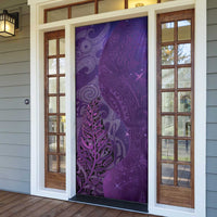 New Zealand Matariki Door Cover Maori Manaia Galaxy Silver Fern Purple Color