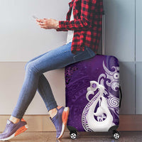 New Zealand Matariki Luggage Cover Maori Manaia Galaxy Silver Fern Purple Color