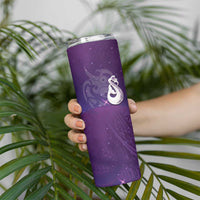 New Zealand Matariki Skinny Tumbler Maori Manaia Galaxy Silver Fern Purple Color