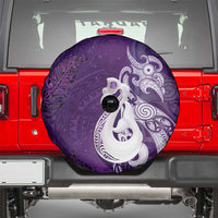 New Zealand Matariki Spare Tire Cover Maori Manaia Galaxy Silver Fern Purple Color