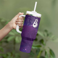 New Zealand Matariki Tumbler With Handle Maori Manaia Galaxy Silver Fern Purple Color