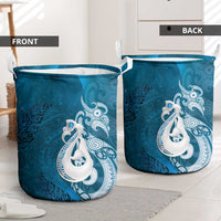 New Zealand Matariki Laundry Basket Maori Manaia Galaxy Silver Fern Blue Color LT22 - Polynesian Pride