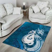 New Zealand Matariki Area Rug Maori Manaia Galaxy Silver Fern Blue Color LT22 - Polynesian Pride