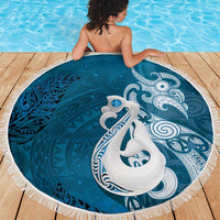 New Zealand Matariki Beach Blanket Maori Manaia Galaxy Silver Fern Blue Color LT22 - Polynesian Pride