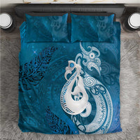 New Zealand Matariki Bedding Set Maori Manaia Galaxy Silver Fern Blue Color LT22 Blue - Polynesian Pride
