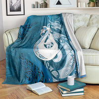 New Zealand Matariki Blanket Maori Manaia Galaxy Silver Fern Blue Color LT22 Blue - Polynesian Pride