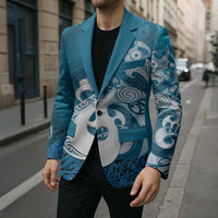 New Zealand Matariki Blazer Maori Manaia Galaxy Silver Fern Blue Color LT22 - Polynesian Pride