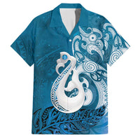 New Zealand Matariki Family Matching Mermaid Dress and Hawaiian Shirt Maori Manaia Galaxy Silver Fern Blue Color