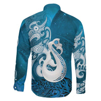 New Zealand Matariki Family Matching Off The Shoulder Long Sleeve Dress and Hawaiian Shirt Maori Manaia Galaxy Silver Fern Blue Color