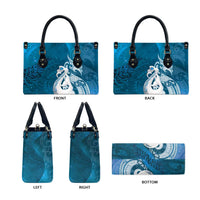 New Zealand Matariki Leather Bag Maori Manaia Galaxy Silver Fern Blue Color LT22 - Polynesian Pride
