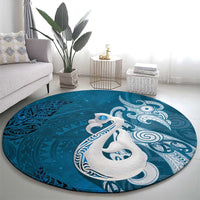 New Zealand Matariki Round Carpet Maori Manaia Galaxy Silver Fern Blue Color LT22 - Polynesian Pride
