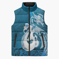 New Zealand Matariki Sleeveless Puffer Jacket Maori Manaia Galaxy Silver Fern Blue Color LT22 Unisex Blue - Polynesian Pride