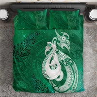 New Zealand Matariki Bedding Set Maori Manaia Galaxy Silver Fern Green Color LT22 Green - Polynesian Pride
