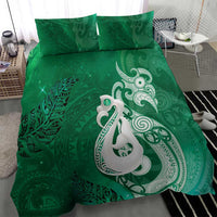 New Zealand Matariki Bedding Set Maori Manaia Galaxy Silver Fern Green Color LT22 - Polynesian Pride