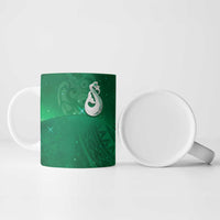 New Zealand Matariki Ceramic Mug Maori Manaia Galaxy Silver Fern Green Color LT22 - Polynesian Pride
