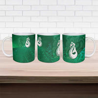 New Zealand Matariki Ceramic Mug Maori Manaia Galaxy Silver Fern Green Color LT22 - Polynesian Pride