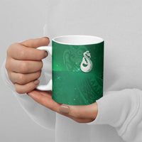 New Zealand Matariki Ceramic Mug Maori Manaia Galaxy Silver Fern Green Color LT22 - Polynesian Pride