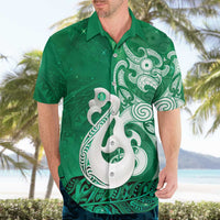 New Zealand Matariki Hawaiian Shirt Maori Manaia Galaxy Silver Fern Green Color