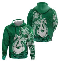 New Zealand Matariki Hoodie Maori Manaia Galaxy Silver Fern Green Color