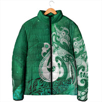 New Zealand Matariki Padded Jacket Maori Manaia Galaxy Silver Fern Green Color LT22 - Polynesian Pride