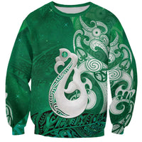 New Zealand Matariki Sweatshirt Maori Manaia Galaxy Silver Fern Green Color LT22 Unisex Green - Polynesian Pride