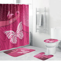 New Zealand Breast Cancer Awareness Bathroom Set Pink Ribbon Butterfly Maori Pattern LT22 Bathroom Set (4 pcs) Pink - Polynesian Pride
