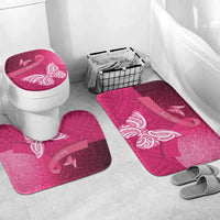 New Zealand Breast Cancer Awareness Bathroom Set Pink Ribbon Butterfly Maori Pattern LT22 Mat Set Only (3 pcs) One Size Pink - Polynesian Pride