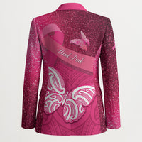 New Zealand Breast Cancer Awareness Blazer Pink Ribbon Butterfly Maori Pattern LT22 - Polynesian Pride