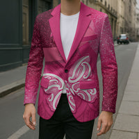 New Zealand Breast Cancer Awareness Blazer Pink Ribbon Butterfly Maori Pattern LT22 - Polynesian Pride