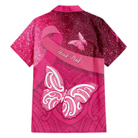 New Zealand Breast Cancer Awareness Family Matching Mermaid Dress and Hawaiian Shirt Pink Ribbon Butterfly Maori Pattern