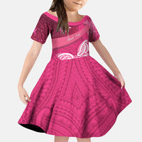 New Zealand Breast Cancer Awareness Family Matching Puletasi and Hawaiian Shirt Pink Ribbon Butterfly Maori Pattern