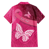 New Zealand Breast Cancer Awareness Family Matching Tank Maxi Dress and Hawaiian Shirt Pink Ribbon Butterfly Maori Pattern