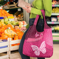 New Zealand Breast Cancer Awareness Grocery Bag Pink Ribbon Butterfly Maori Pattern LT22 - Polynesian Pride