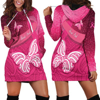 New Zealand Breast Cancer Awareness Hoodie Dress Pink Ribbon Butterfly Maori Pattern