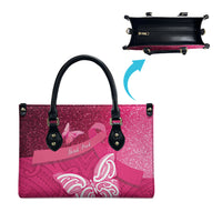 New Zealand Breast Cancer Awareness Leather Bag Pink Ribbon Butterfly Maori Pattern LT22 - Polynesian Pride