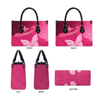 New Zealand Breast Cancer Awareness Leather Bag Pink Ribbon Butterfly Maori Pattern LT22 - Polynesian Pride