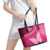 New Zealand Breast Cancer Awareness Leather Tote Bag Pink Ribbon Butterfly Maori Pattern LT22 - Polynesian Pride