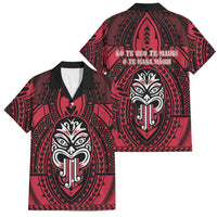 New Zealand Maori Language Week Family Matching Long Sleeve Bodycon Dress and Hawaiian Shirt Te Wiki O Te Reo Maori Hei Tiki LT22 Dad's Shirt - Short Sleeve Red - Polynesian Pride