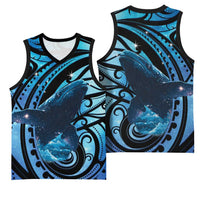 New Zealand Matariki Basketball Jersey Maori Humpback Whale Galaxy LT22 - Polynesian Pride