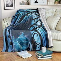 New Zealand Matariki Blanket Maori Humpback Whale Galaxy LT22 Blue - Polynesian Pride