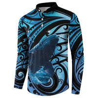New Zealand Matariki Button Sweatshirt Maori Humpback Whale Galaxy LT22 - Polynesian Pride