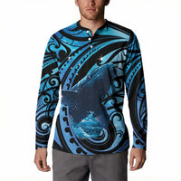 New Zealand Matariki Button Sweatshirt Maori Humpback Whale Galaxy LT22 - Polynesian Pride