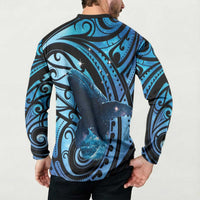New Zealand Matariki Button Sweatshirt Maori Humpback Whale Galaxy LT22 - Polynesian Pride
