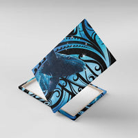 New Zealand Matariki Canvas Wall Art Maori Humpback Whale Galaxy LT22 With Frame Blue - Polynesian Pride