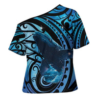 New Zealand Matariki Cross Shoulder Shirt Maori Humpback Whale Galaxy LT22 - Polynesian Pride