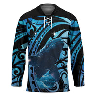 New Zealand Matariki Hockey Jersey Maori Humpback Whale Galaxy LT22 Unisex Blue - Polynesian Pride